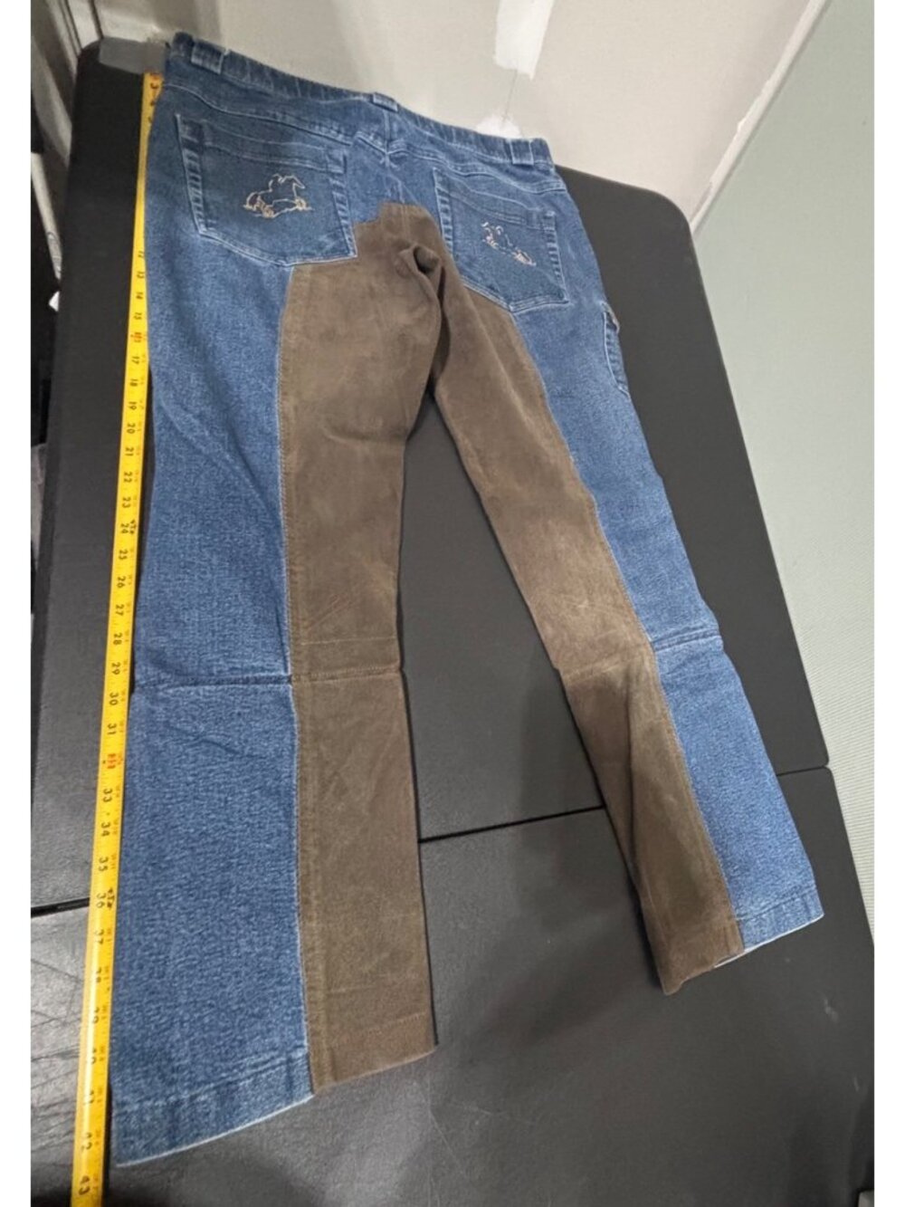 Reinforced Denim Riding Jeans w/ Brown Suede Panels Workwear Unisex - Picture 3 of 10